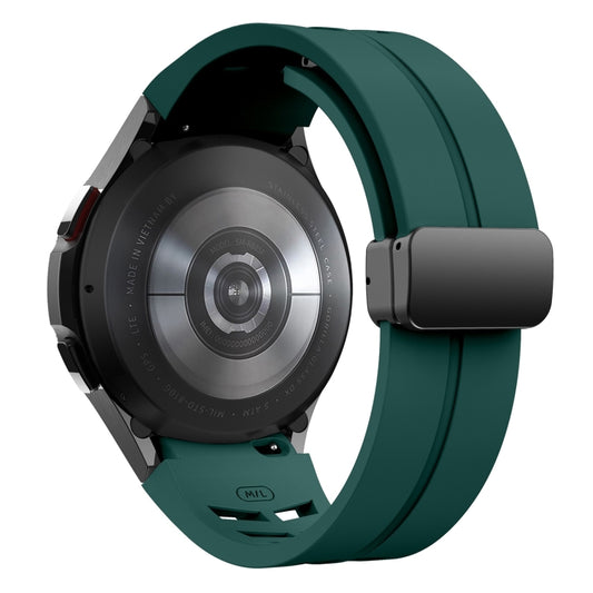 For Samsung Galaxy Watch 5 40 / 44mm Richard Magnetic Folding Black Buckle Silicone Watch Band(Dark Green) by bashfashion