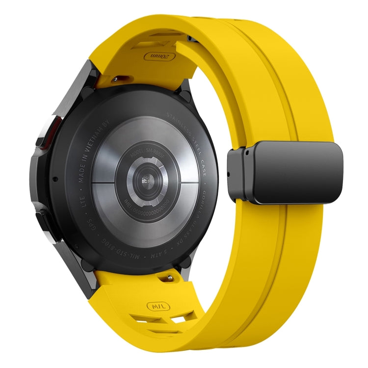 For Samsung Galaxy Watch 5 40 / 44mm Richard Magnetic Folding Black Buckle Silicone Watch Band(Yellow) by bashfashion
