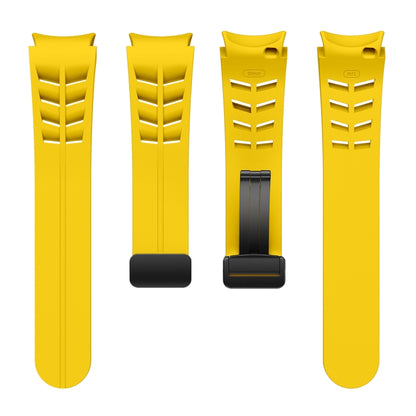 For Samsung Galaxy Watch 5 40 / 44mm Richard Magnetic Folding Black Buckle Silicone Watch Band(Yellow) by bashfashion