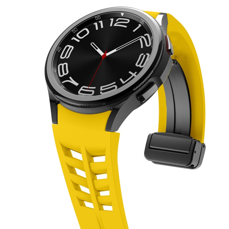 For Samsung Galaxy Watch 5 40 / 44mm Richard Magnetic Folding Black Buckle Silicone Watch Band(Yellow) by bashfashion