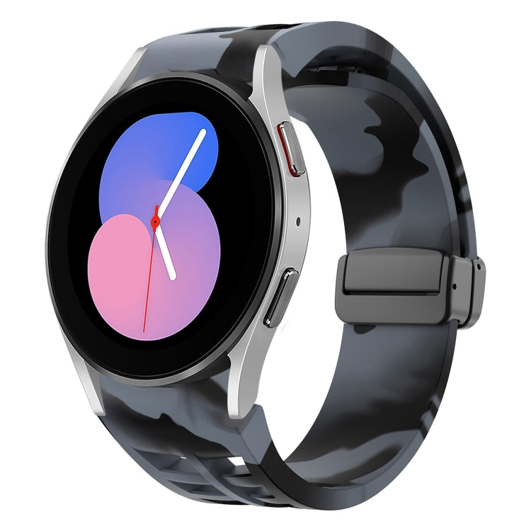 For Samsung Galaxy Watch 5 40 / 44mm Richard Magnetic Folding Black Buckle Silicone Watch Band(Black Gray Camouflage) by bashfashion
