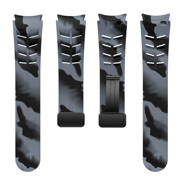 For Samsung Galaxy Watch 5 40 / 44mm Richard Magnetic Folding Black Buckle Silicone Watch Band(Black Gray Camouflage) by bashfashion