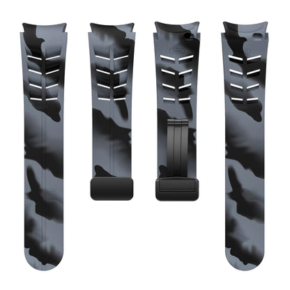 For Samsung Galaxy Watch 5 40 / 44mm Richard Magnetic Folding Black Buckle Silicone Watch Band(Black Gray Camouflage) by bashfashion