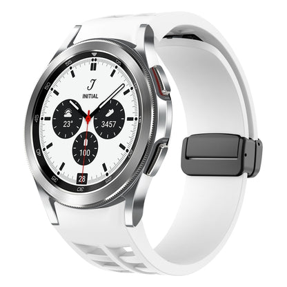 For Samsung Galaxy Watch 4 classic 42 / 46mm Richard Magnetic Folding Black Buckle Silicone Watch Band(White) by bashfashion