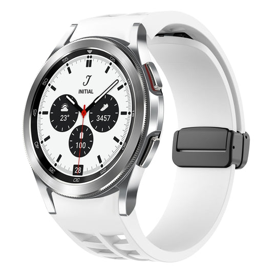 For Samsung Galaxy Watch 4 classic 42 / 46mm Richard Magnetic Folding Black Buckle Silicone Watch Band(White) by bashfashion
