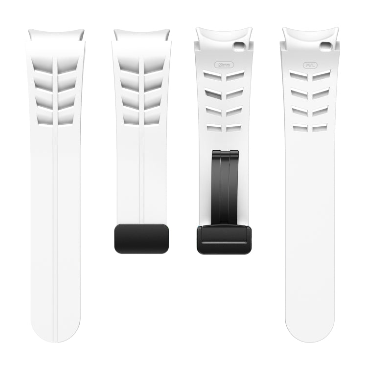 For Samsung Galaxy Watch 4 classic 42 / 46mm Richard Magnetic Folding Black Buckle Silicone Watch Band(White) by bashfashion