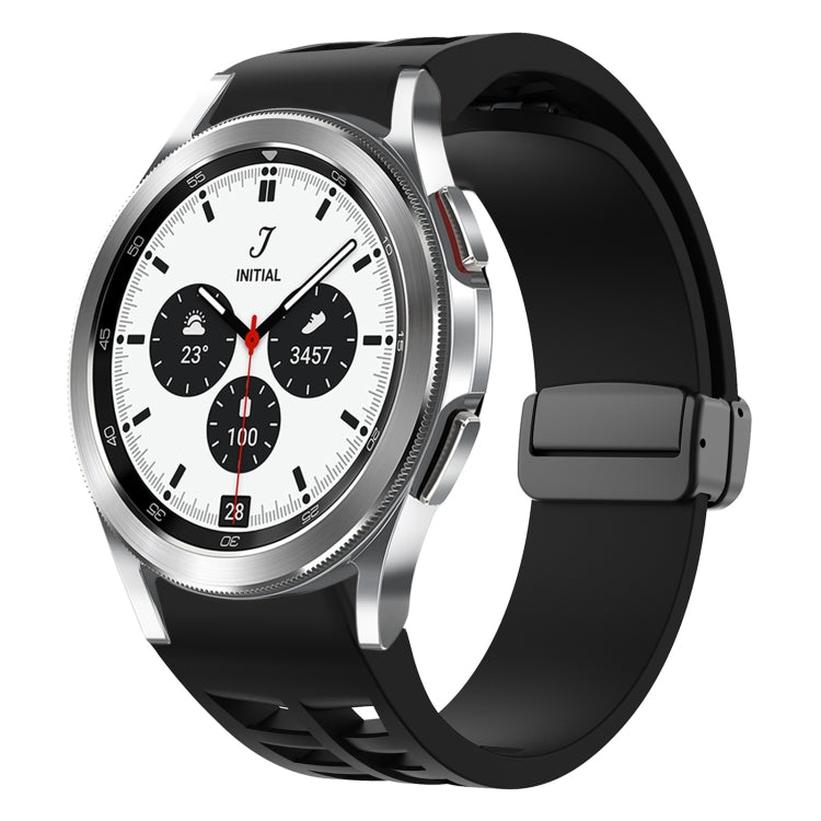 For Samsung Galaxy Watch 4 classic 42 / 46mm Richard Magnetic Folding Black Buckle Silicone Watch Band(Black) by bashfashion