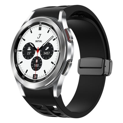For Samsung Galaxy Watch 4 classic 42 / 46mm Richard Magnetic Folding Black Buckle Silicone Watch Band(Black) by bashfashion