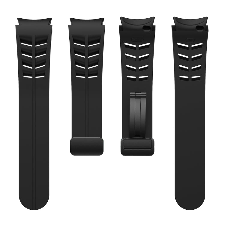 For Samsung Galaxy Watch 4 classic 42 / 46mm Richard Magnetic Folding Black Buckle Silicone Watch Band(Black) by bashfashion