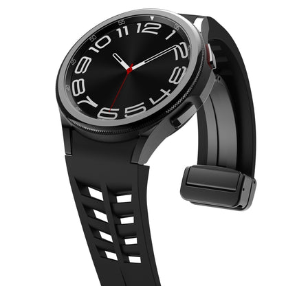 For Samsung Galaxy Watch 4 classic 42 / 46mm Richard Magnetic Folding Black Buckle Silicone Watch Band(Black) by bashfashion