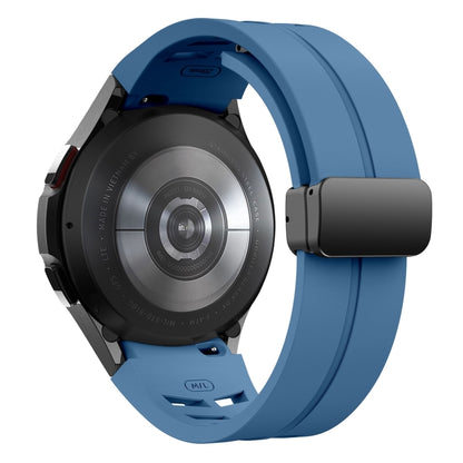 For Samsung Galaxy Watch 4 classic 42 / 46mm Richard Magnetic Folding Black Buckle Silicone Watch Band(Blue) by bashfashion