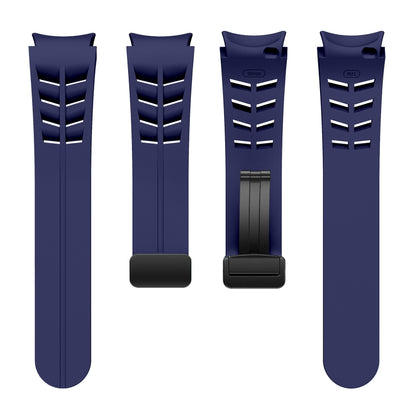 For Samsung Galaxy Watch 4 classic 42 / 46mm Richard Magnetic Folding Black Buckle Silicone Watch Band(Midnight Blue) by bashfashion