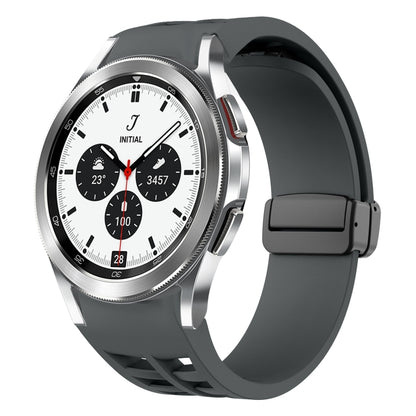 For Samsung Galaxy Watch 4 classic 42 / 46mm Richard Magnetic Folding Black Buckle Silicone Watch Band(Space gray) by bashfashion