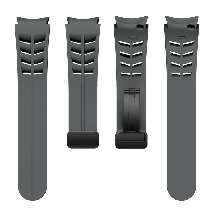 For Samsung Galaxy Watch 4 classic 42 / 46mm Richard Magnetic Folding Black Buckle Silicone Watch Band(Space gray) by bashfashion