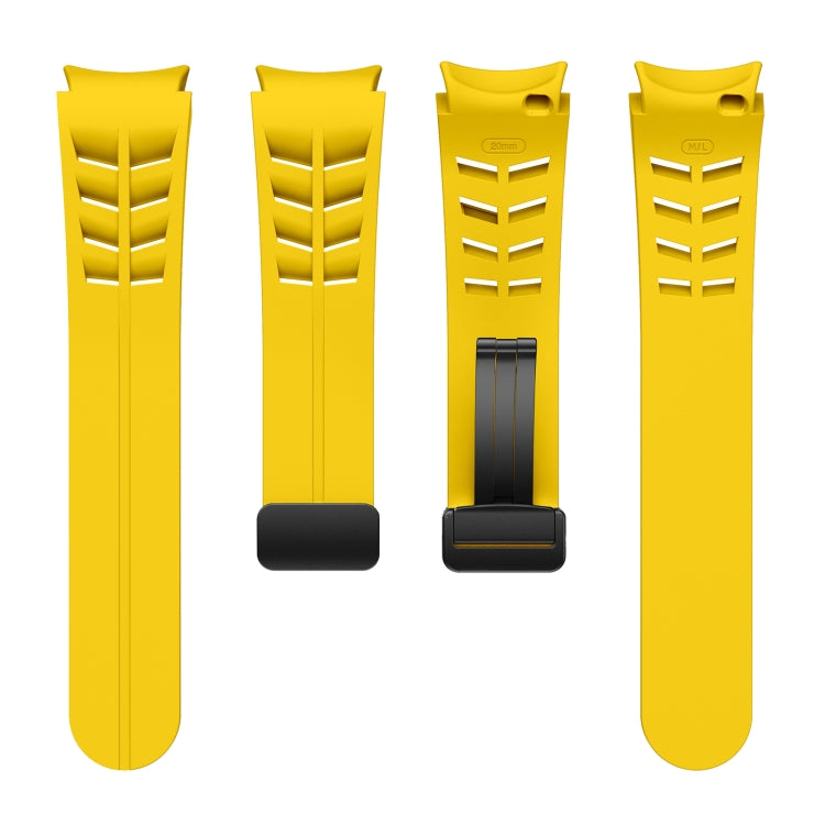 For Samsung Galaxy Watch 4 classic 42 / 46mm Richard Magnetic Folding Black Buckle Silicone Watch Band(Yellow) by bashfashion