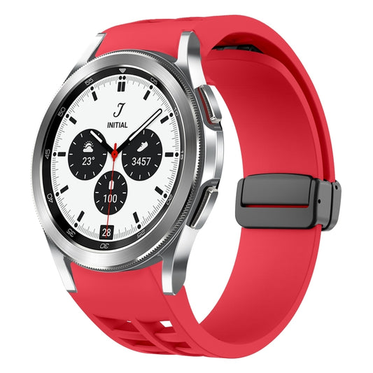 For Samsung Galaxy Watch 4 classic 42 / 46mm Richard Magnetic Folding Black Buckle Silicone Watch Band(Red) by bashfashion