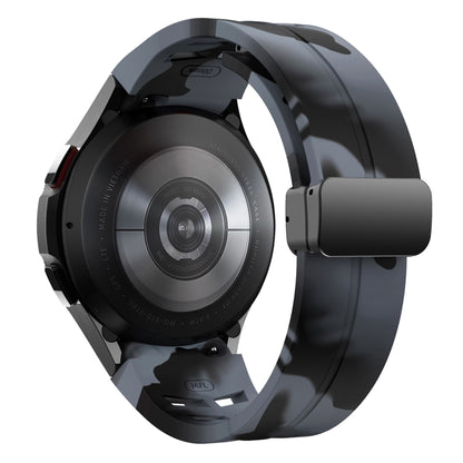 For Samsung Galaxy Watch 4 classic 42 / 46mm Richard Magnetic Folding Black Buckle Silicone Watch Band(Black Gray Camouflage) by bashfashion