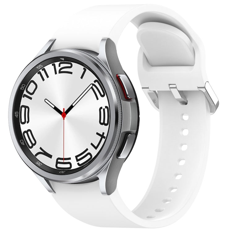 For Samsung Galaxy Watch 6 Classic 47mm Solid Color Silver Buckle Quick Release Silicone Watch Band(White) by bashfashion