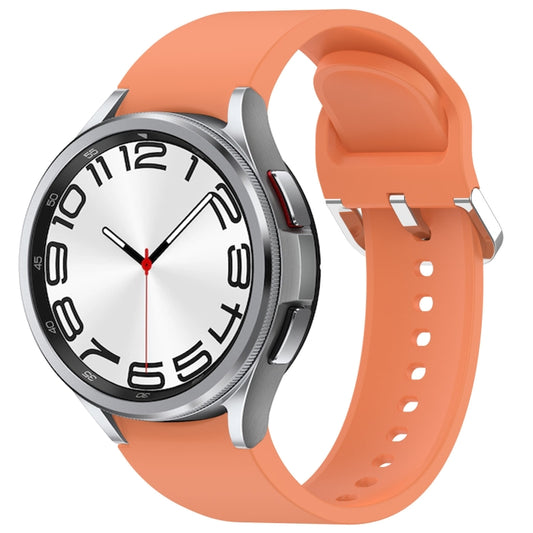 For Samsung Galaxy Watch 6 Classic 47mm Solid Color Silver Buckle Quick Release Silicone Watch Band(Orange) by bashfashion