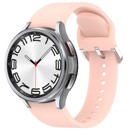 For Samsung Galaxy Watch 6 Classic 47mm Solid Color Silver Buckle Quick Release Silicone Watch Band(Pink) by bashfashion