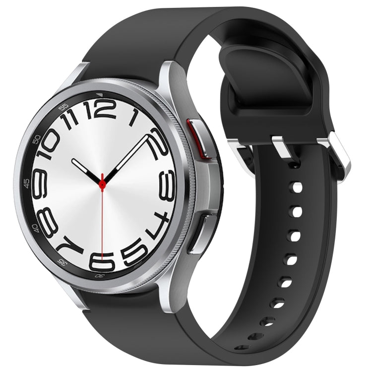 For Samsung Galaxy Watch 6 Classic 47mm Solid Color Silver Buckle Quick Release Silicone Watch Band(Black) by bashfashion