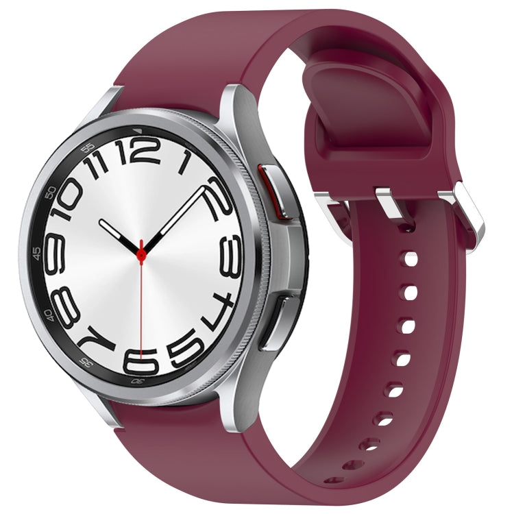 For Samsung Galaxy Watch 6 Classic 47mm Solid Color Silver Buckle Quick Release Silicone Watch Band(Wine Red) by bashfashion