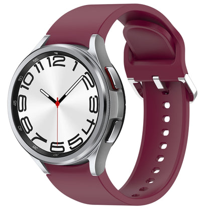 For Samsung Galaxy Watch 6 Classic 47mm Solid Color Silver Buckle Quick Release Silicone Watch Band(Wine Red) by bashfashion