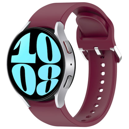For Samsung Galaxy Watch 6 44mm Solid Color Silver Buckle Quick Release Silicone Watch Band(Wine Red) by bashfashion
