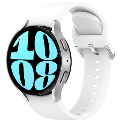 For Samsung Galaxy Watch 6 40mm Solid Color Silver Buckle Quick Release Silicone Watch Band(White) by bashfashion