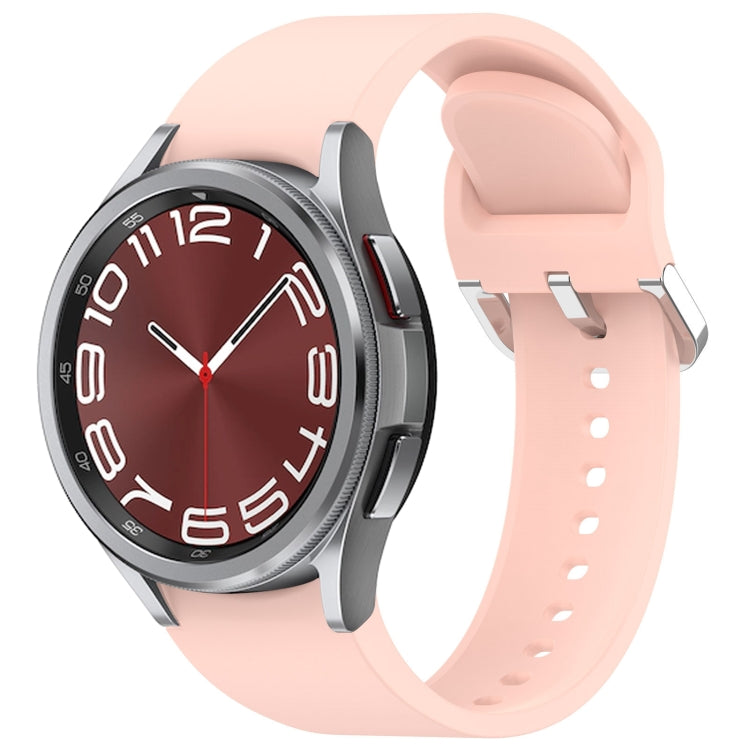 For Samsung Galaxy Watch 6 Classic 43mm Solid Color Silver Buckle Quick Release Silicone Watch Band(Pink) by bashfashion