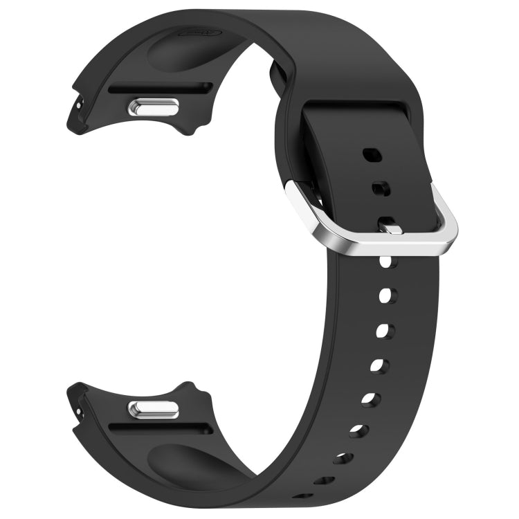 For Samsung Galaxy Watch 6 Classic 43mm Solid Color Silver Buckle Quick Release Silicone Watch Band(Black) by bashfashion