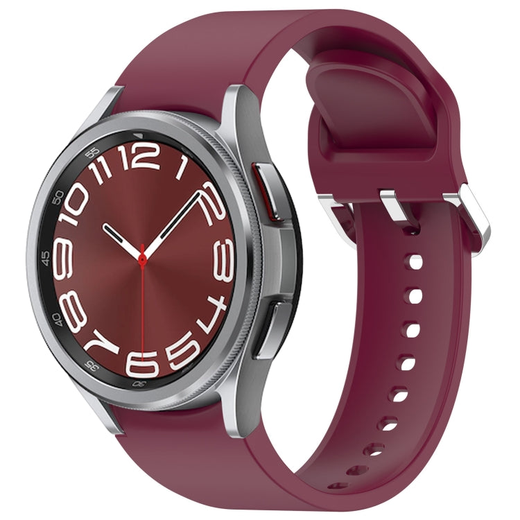 For Samsung Galaxy Watch 6 Classic 43mm Solid Color Silver Buckle Quick Release Silicone Watch Band(Wine Red) by bashfashion