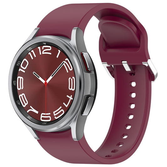 For Samsung Galaxy Watch 6 Classic 43mm Solid Color Silver Buckle Quick Release Silicone Watch Band(Wine Red) by bashfashion