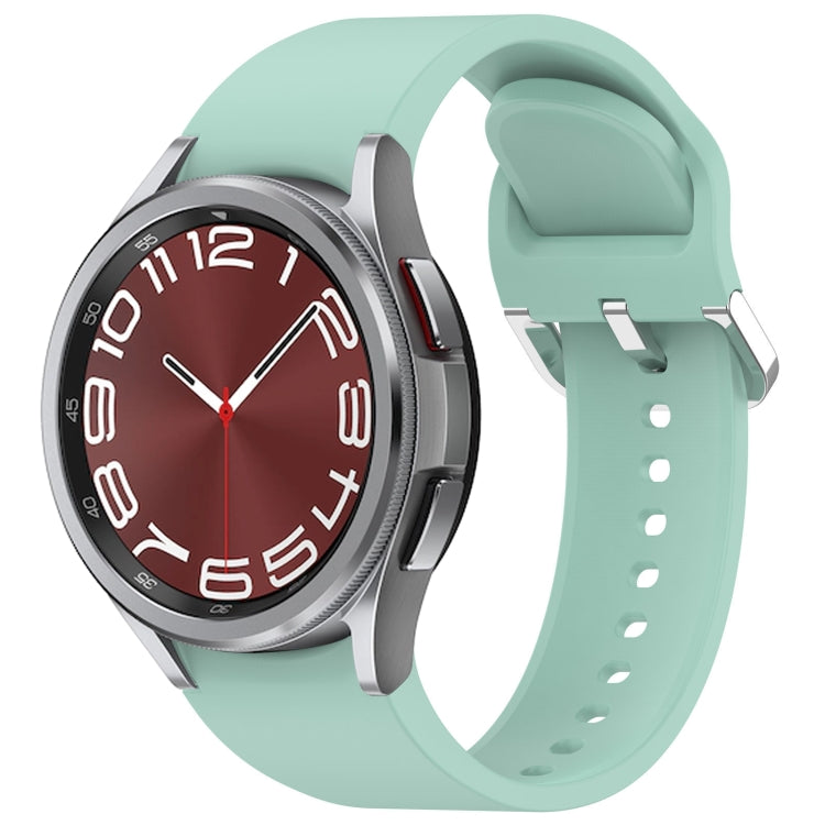 For Samsung Galaxy Watch 6 Classic 43mm Solid Color Silver Buckle Quick Release Silicone Watch Band(Teal) by bashfashion