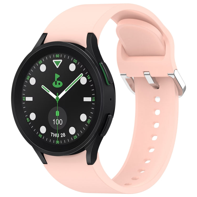 For Samsung Galaxy watch 5 Pro Golf Edition Solid Color Silver Buckle Quick Release Silicone Watch Band(Pink) by bashfashion