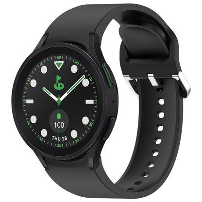 For Samsung Galaxy watch 5 Pro Golf Edition Solid Color Silver Buckle Quick Release Silicone Watch Band(Black) by bashfashion