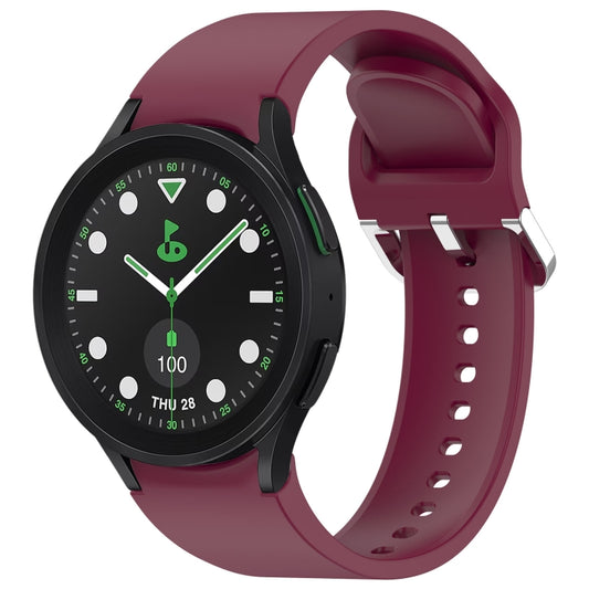 For Samsung Galaxy watch 5 Pro Golf Edition Solid Color Silver Buckle Quick Release Silicone Watch Band(Wine Red) by bashfashion