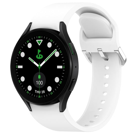 For Samsung Galaxy watch 5 Golf Edition Solid Color Silver Buckle Quick Release Silicone Watch Band(White) by bashfashion