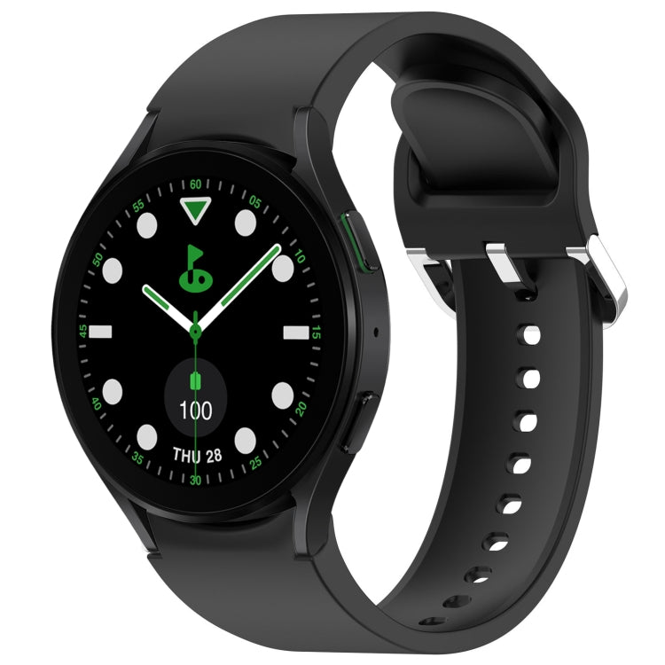 For Samsung Galaxy watch 5 Golf Edition Solid Color Silver Buckle Quick Release Silicone Watch Band(Black) by bashfashion