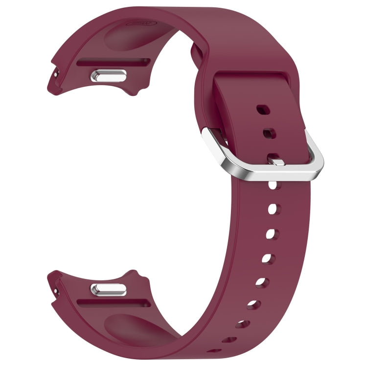 For Samsung Galaxy watch 5 Golf Edition Solid Color Silver Buckle Quick Release Silicone Watch Band(Wine Red) by bashfashion