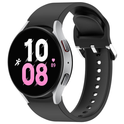 For Samsung Galaxy Watch 5 44mm Solid Color Silver Buckle Quick Release Silicone Watch Band(Black) by bashfashion