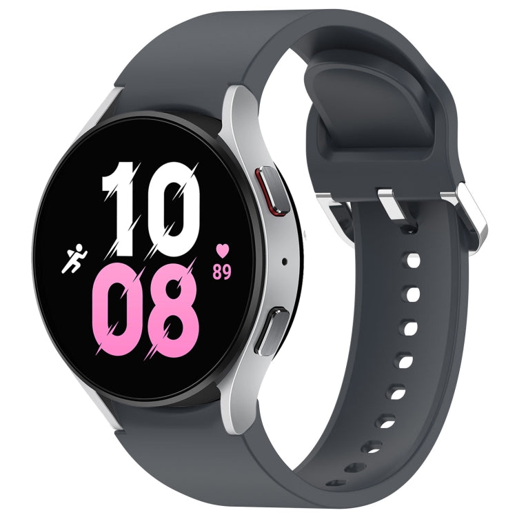 For Samsung Galaxy Watch 5 44mm Solid Color Silver Buckle Quick Release Silicone Watch Band(Grey) by bashfashion
