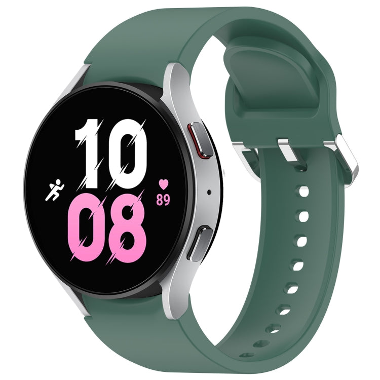 For Samsung Galaxy Watch 5 44mm Solid Color Silver Buckle Quick Release Silicone Watch Band(Green) by bashfashion