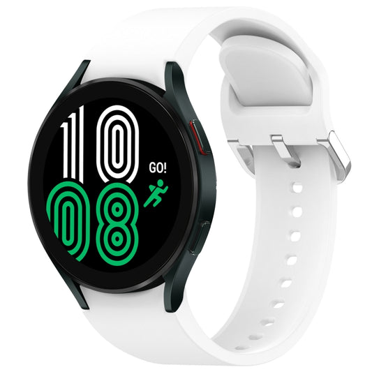 For Samsung Galaxy Watch 4 44mm Solid Color Silver Buckle Quick Release Silicone Watch Band(White) by bashfashion