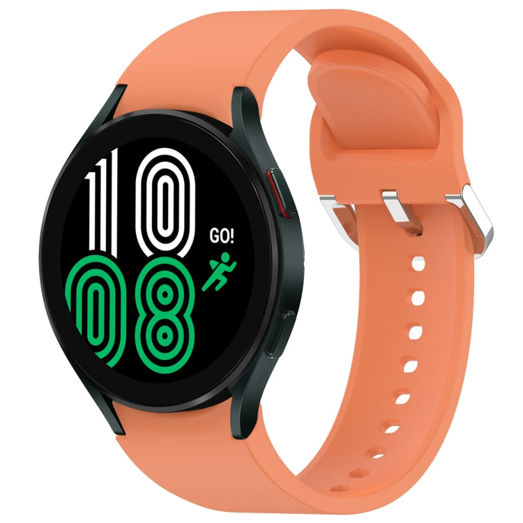 For Samsung Galaxy Watch 4 44mm Solid Color Silver Buckle Quick Release Silicone Watch Band(Orange) by bashfashion