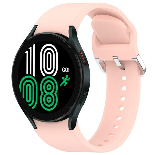 For Samsung Galaxy Watch 4 44mm Solid Color Silver Buckle Quick Release Silicone Watch Band(Pink) by bashfashion