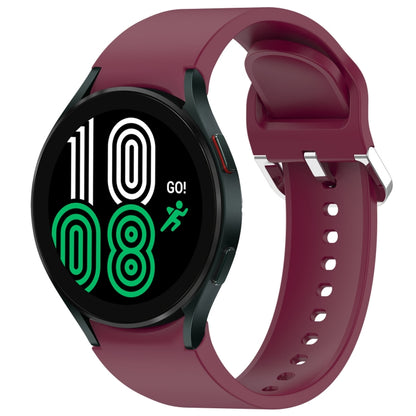 For Samsung Galaxy Watch 4 44mm Solid Color Silver Buckle Quick Release Silicone Watch Band(Wine Red) by bashfashion