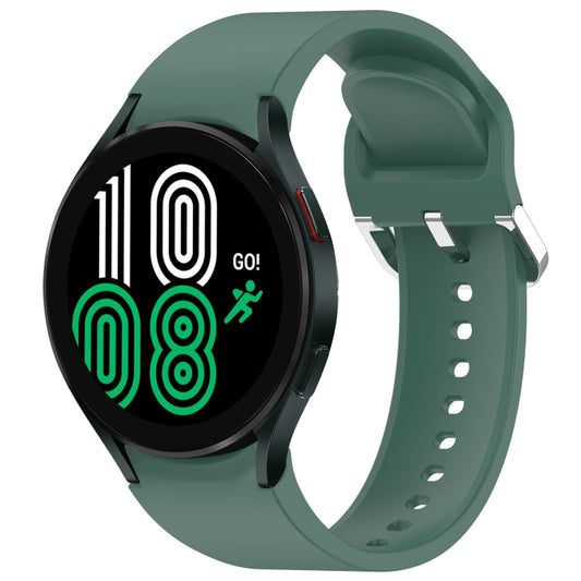 For Samsung Galaxy Watch 4 44mm Solid Color Silver Buckle Quick Release Silicone Watch Band(Green) by bashfashion