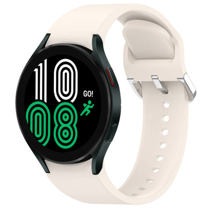 For Samsung Galaxy Watch 4 44mm Solid Color Silver Buckle Quick Release Silicone Watch Band(Starlight) by bashfashion
