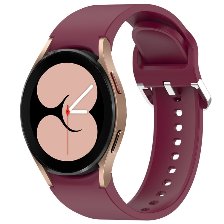 For Samsung Galaxy Watch 4 40mm Solid Color Silver Buckle Quick Release Silicone Watch Band(Wine Red) by bashfashion
